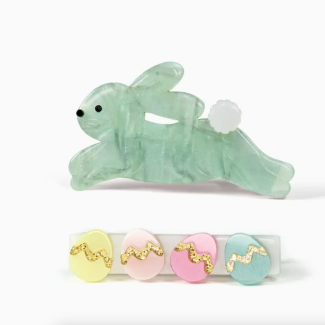 Hop Bunny Mint Easter Eggs Hair Clips