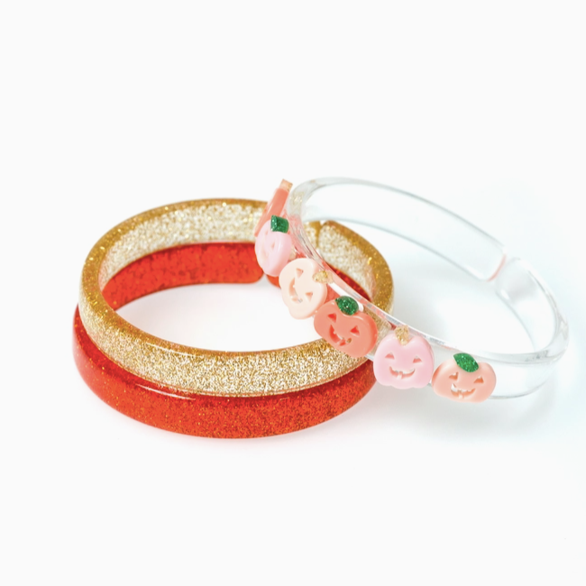 Pumpkin Multi Glitter Orange Gold Bangle Set