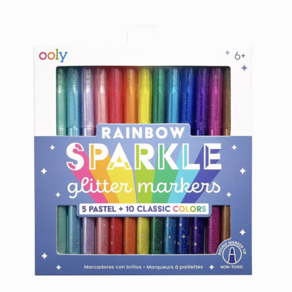 Rainbow Sparkle Glitter Markers - Set of 15