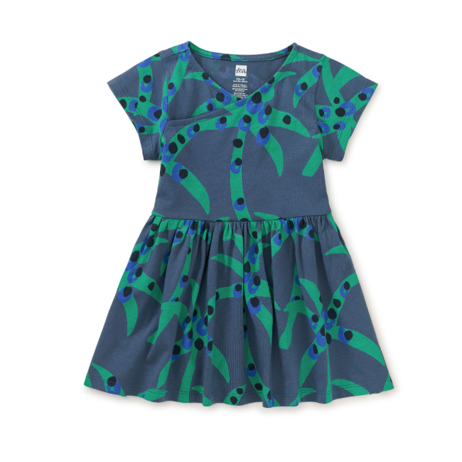 Short Sleeve Wrap Neck Dress