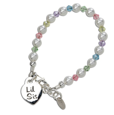 Lil Sis Silver Bracelet With Pearls & Multicolor Crystals