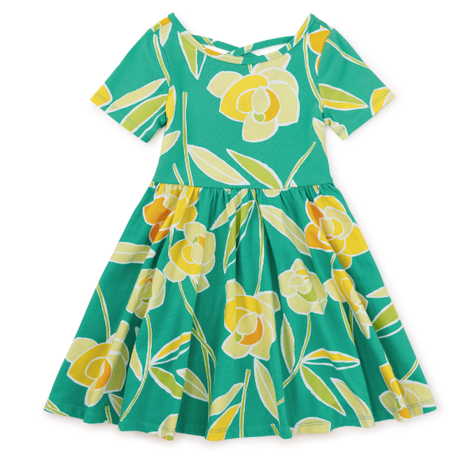 Short Sleeve Ballet Dress in Dos Gardenias