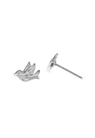 Sterling Silver Flying Bird Stud Earrings
