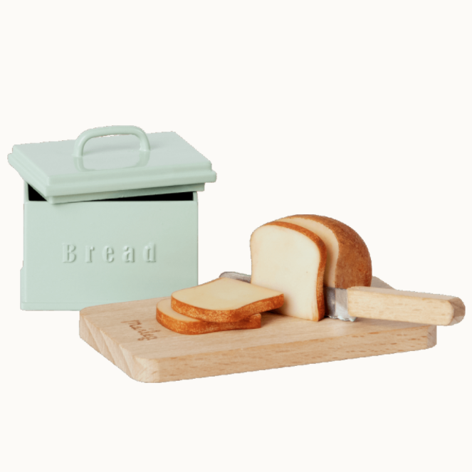 Miniature Bread Box With Cutting Board And Knife