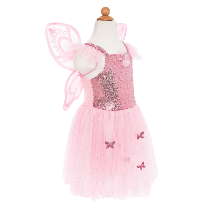 Pink Sequins Butterfly Dress And Wings Size 5 - 7