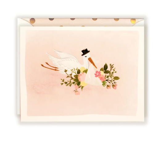 Baby Stork Blush Greeting Card