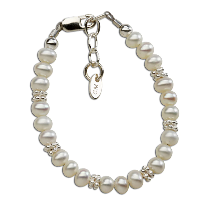 New Arrival Baby Bracelet Freshwater Pearl With Silver Daisy