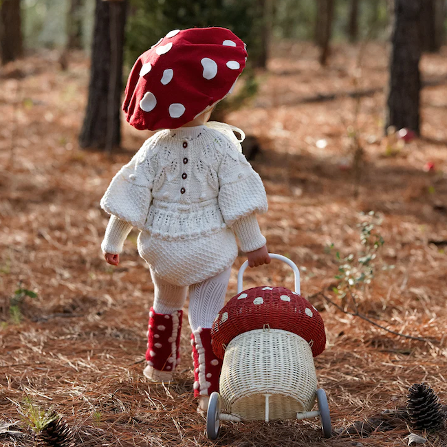 Rattan Mushroom Luggy - Red