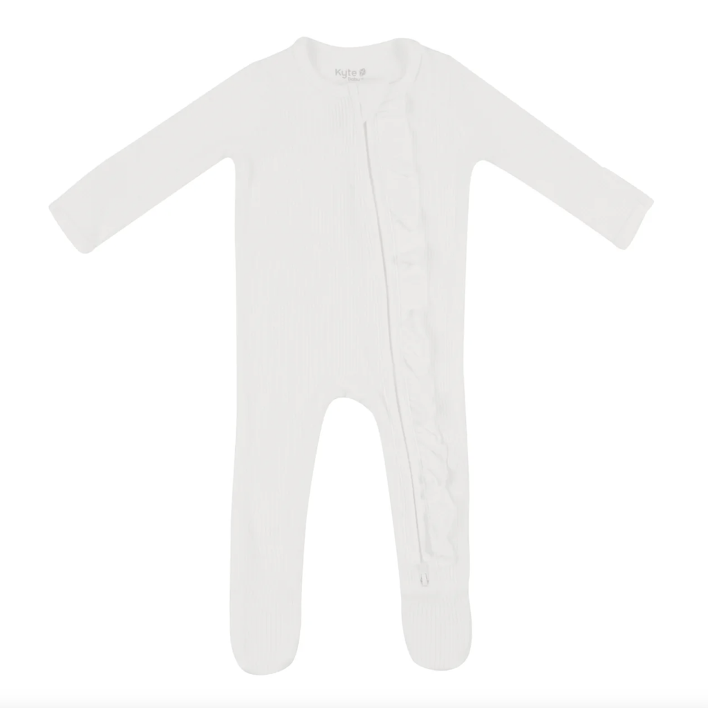 Ribbed Ruffle Zipper Footie