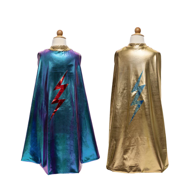 Reversible Blue Lightning Holographic Cape