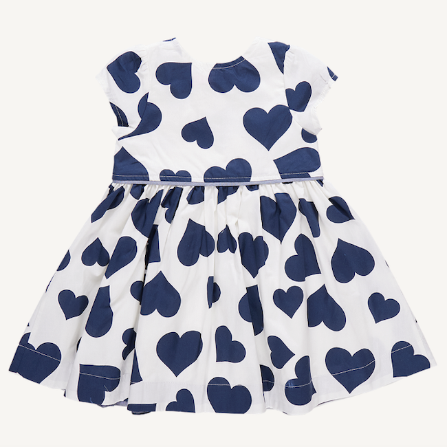 Fatima Dress - Navy Tossed Hearts