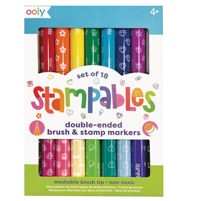 Stampables Double-Ended Stamp & Brush Markers - Set of 18