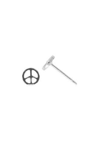 Sterling Silver Peace Sign Stud Earrings