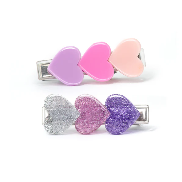 Hearts Pink Purple Shades Hair Clips