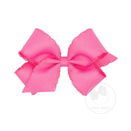 Medium Grosgrain Bow With Matching Moonstitch Edge - Hot Pink