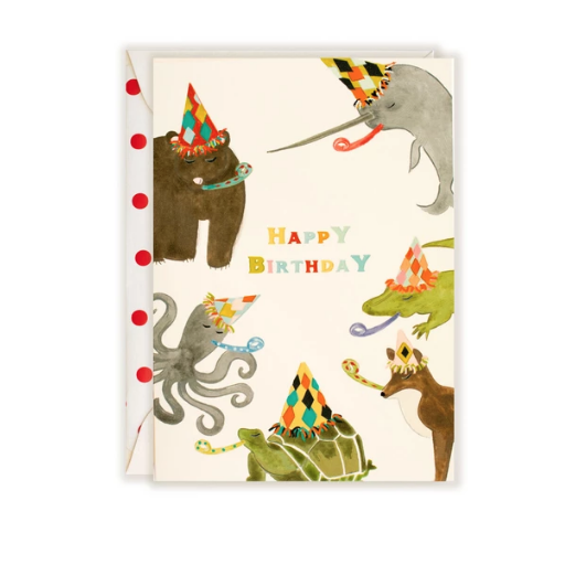 Animals Having A Party Happy Birthday Greeting Card