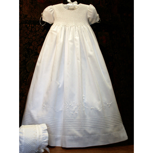 Pearls Silk Christening Gown With Bonnet - Ivory / 3 - 6M
