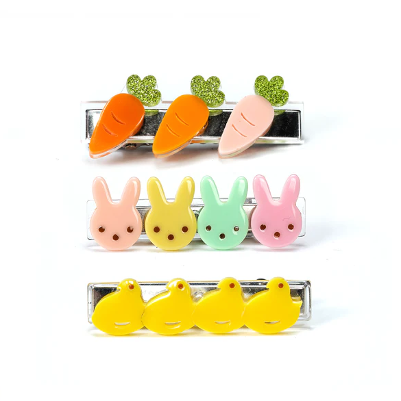 Bunnies Carrots and Chicks Hair Clips