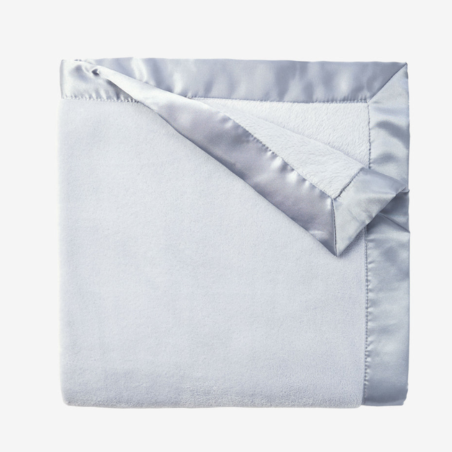 Satin Trim Flannel Fleece Blanket - Blue