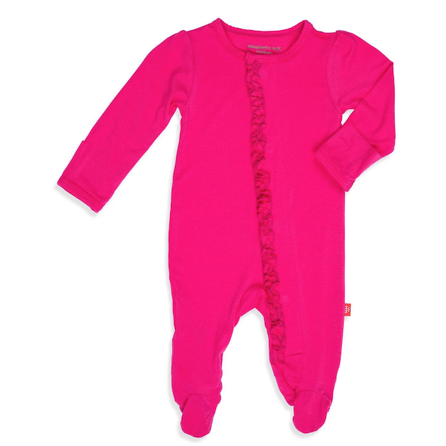 Glam Pink Modal Magnetic Ruffle Footie