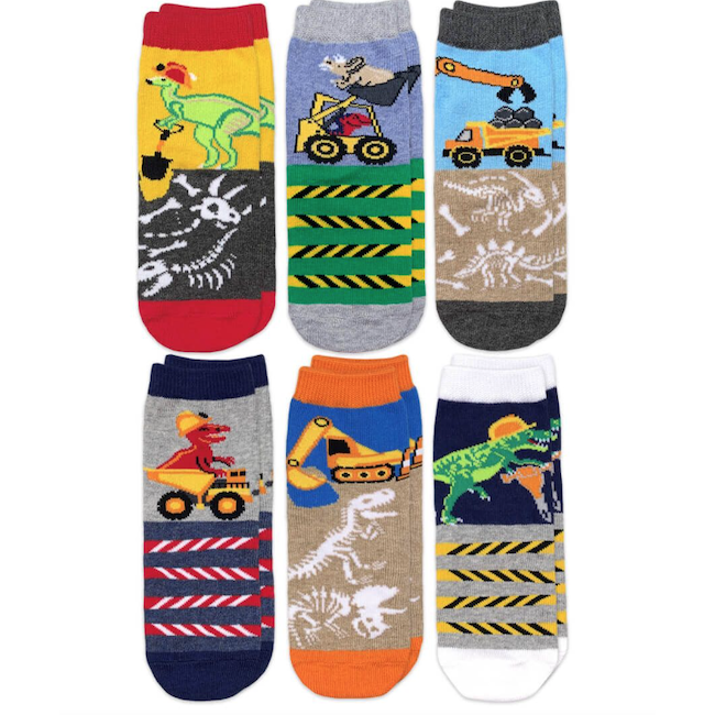 Construction Dinosaurs Crew Socks 6Pack