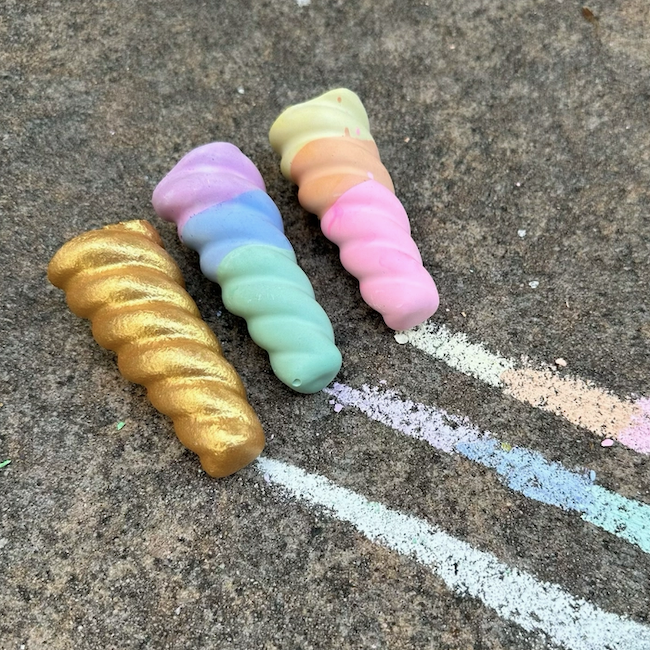 Rainbow Unicorn Horn Sidewalk Chalk - 3 Pack