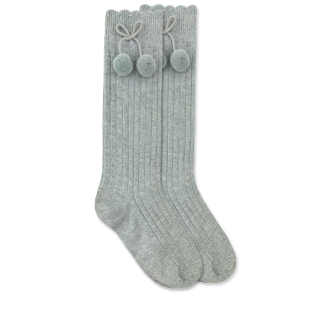 Rib Pom Pom Knee Sock