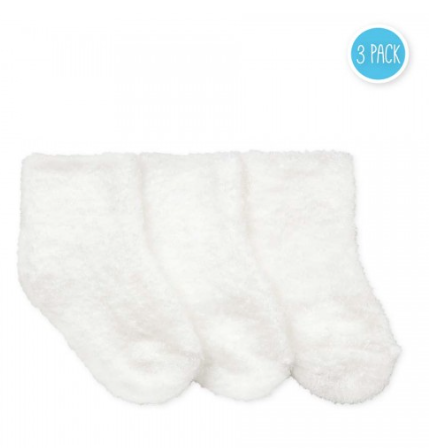 White Fuzzy Bootie 3 Pack Nb