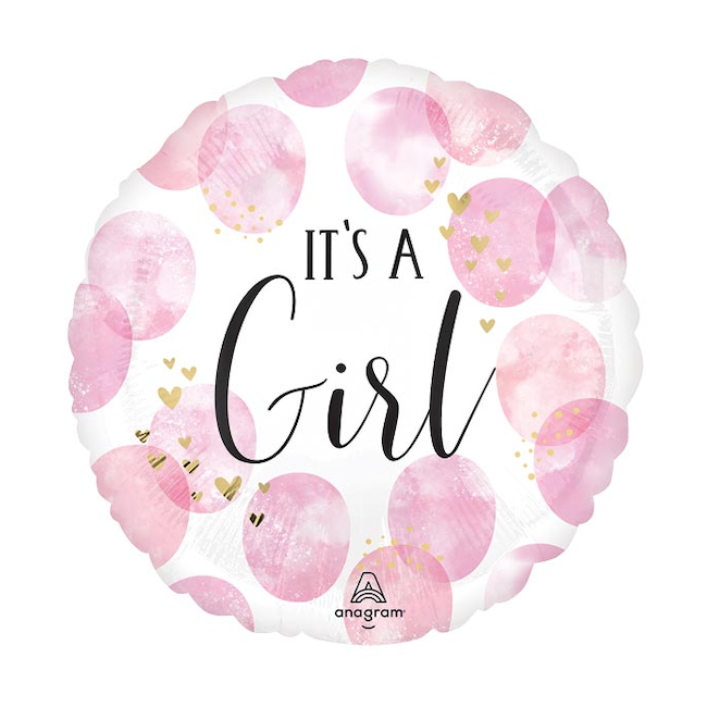 Watercolor Baby Girl Balloon 17"
