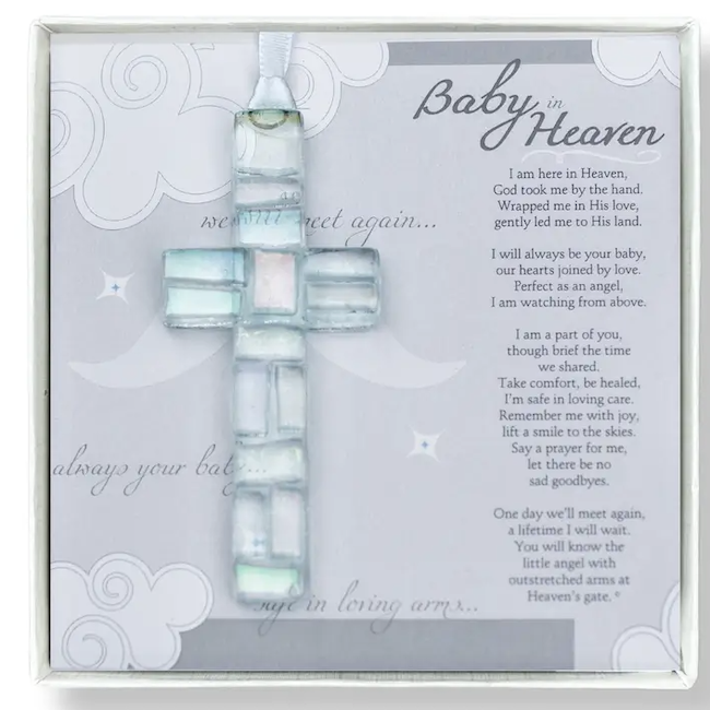 Baby in Heaven: Infant Memorial Clear Mosaic Cross