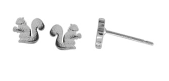 Sterling Silver Squirrel / Matte Stud Earrings