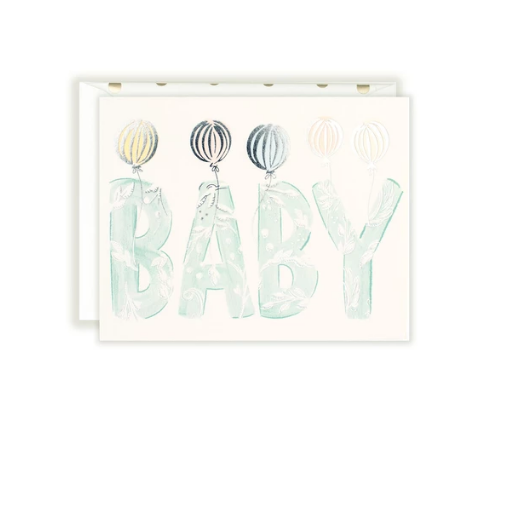 Foil Baby Aqua Letters Card