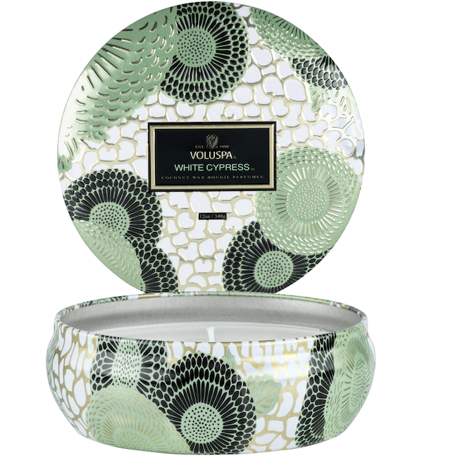 White Cypress 3 Wick Tin Candle