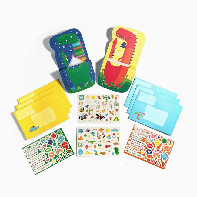 Tiny Tada! Note Cards & Sticker Set - Dinos and Dragons