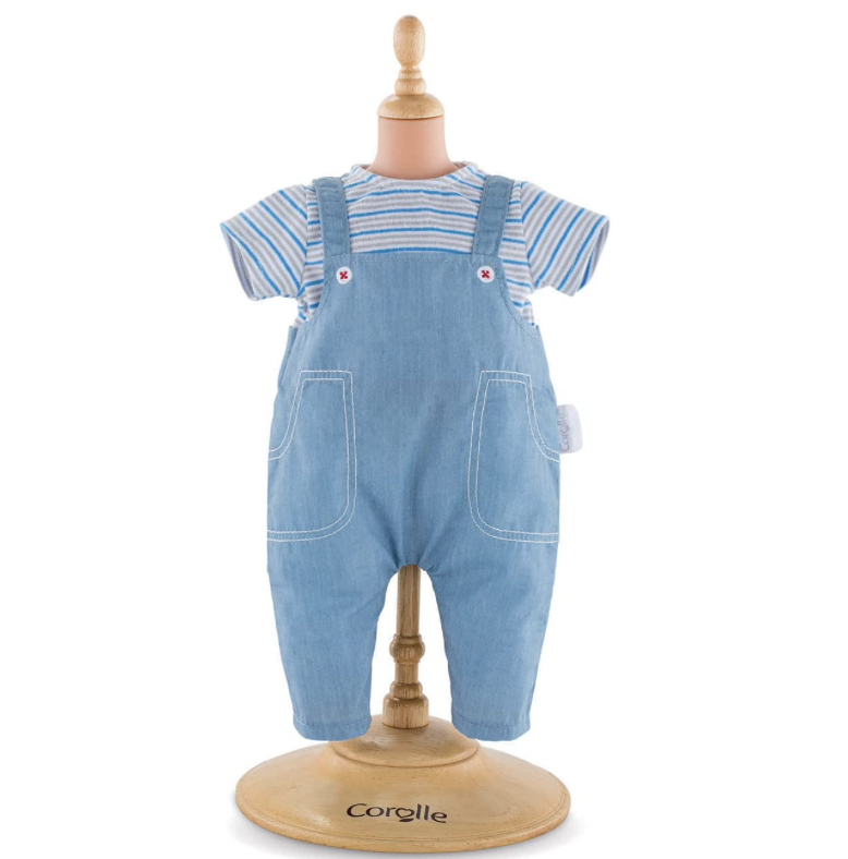Striped T-Shirt And Overalls For 14" Baby Doll