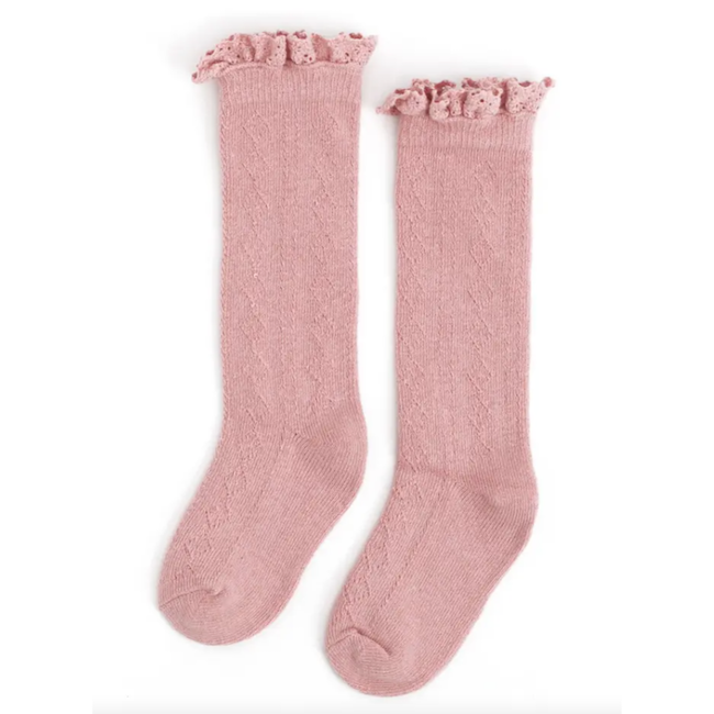 Blush Fancy Lace Top Knee High Socks