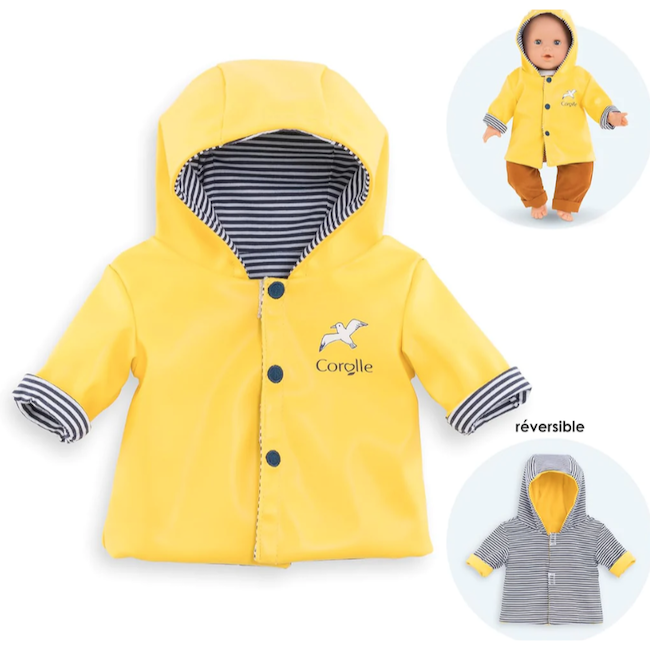 Reversible Yellow Raincoat fits 12-14 inch Dolls