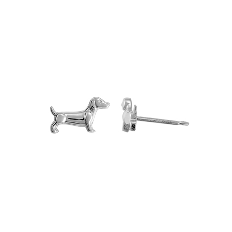 Sterling Silver Weenie Dog Stud Earrings