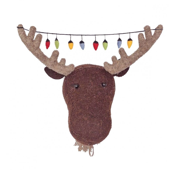 Mini Moose Head With Fairy Lights