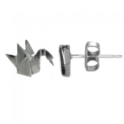 Sterling Silver Crane Stud Earrings