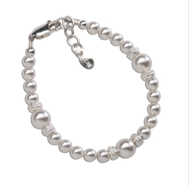 Sterling Silver Pearl Bracelet, White, Sm