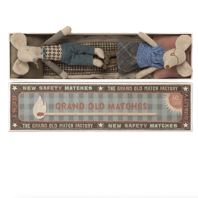 Grandma & Grandpa Mice In Matchbox