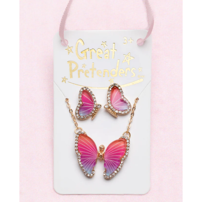 Boutique Butterfly Necklace & Studded Earring Set