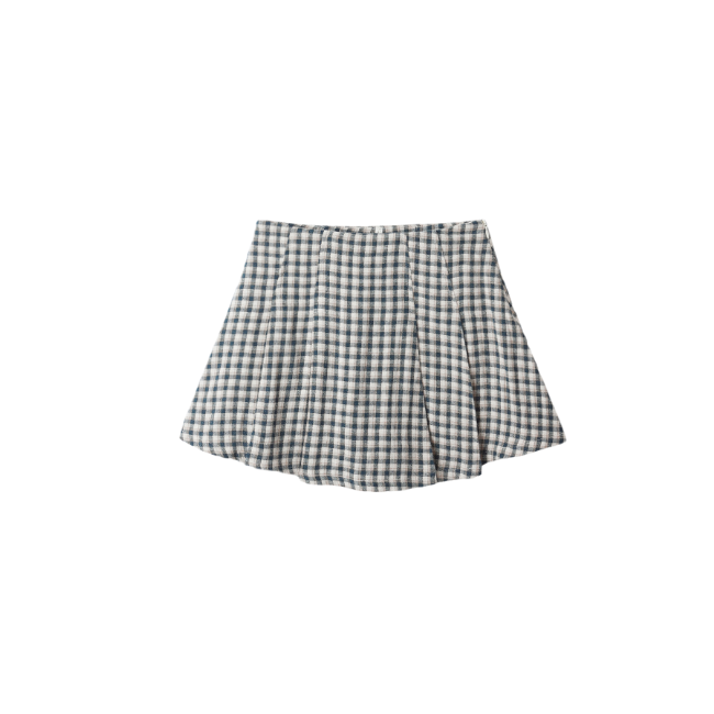 Pleated Mini Skirt Navy Check