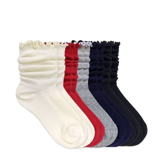 Smooth Toe Ripple Edge Turn Cuff Crew Sock