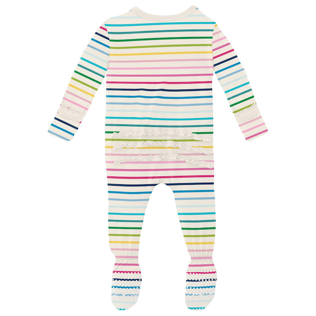 Print Muffin Ruffle Footie With Zipper