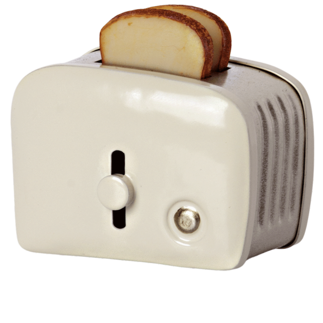 Miniature Toaster & Bread, Off White