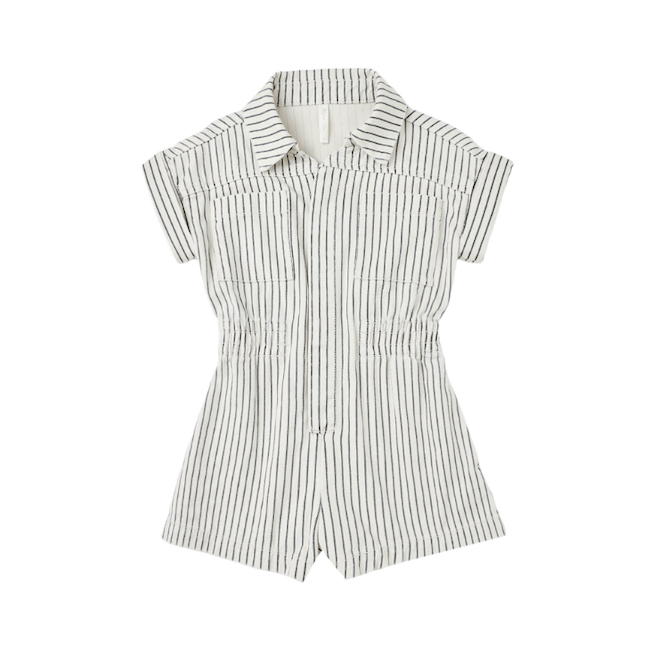 Utility Romper Navy Pinstripe
