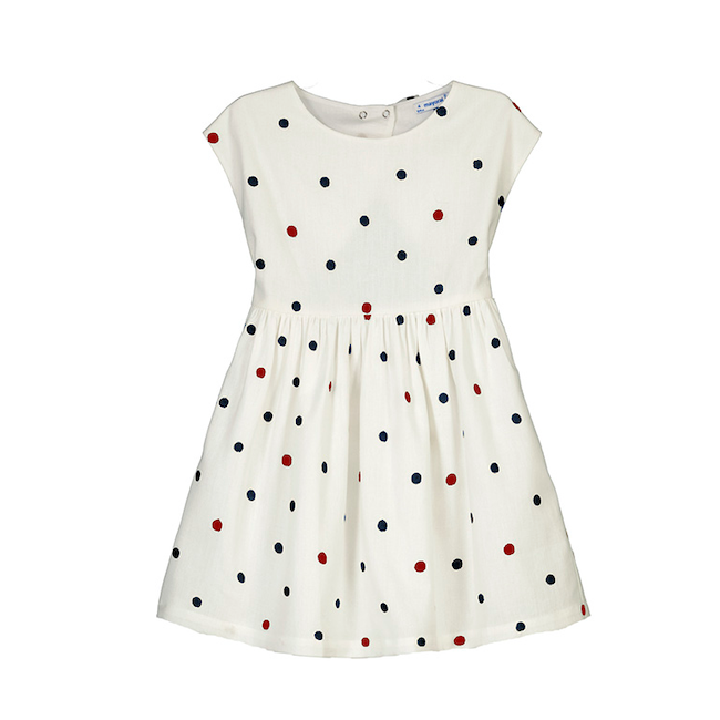 Embroidered Polka Dot Dress