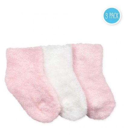 Pink And White Fuzzy Bootie 3 Pack Nb